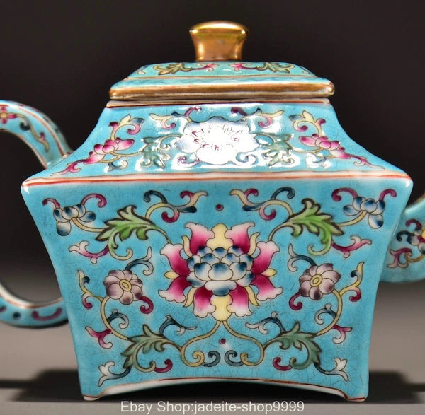 6.3'' Old Qing Yongzheng Enamel Colour Porcelain Gilt Pattern Teakettle Teapot