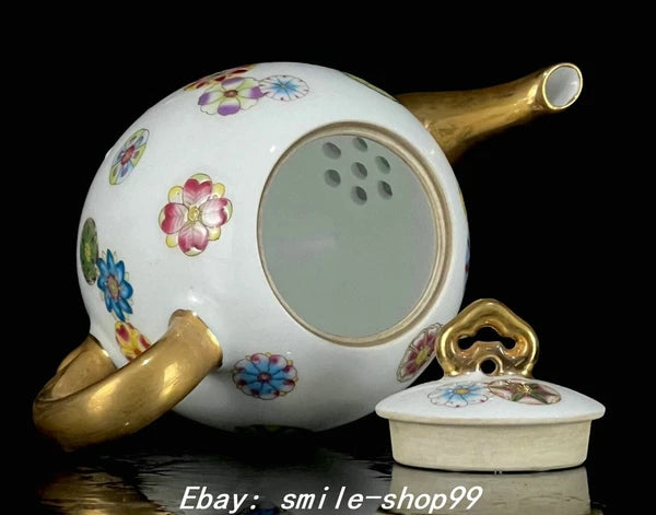 5.1" Yongzheng Enamel Colour Porcelain Gilt Flower Pattern Wine Tea Pot Flagon