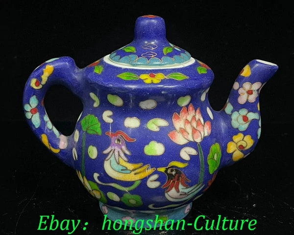 6.3'' Old Chenghua Enamel Colour Porcelain Chicken Animal Teapot Teakettle Set