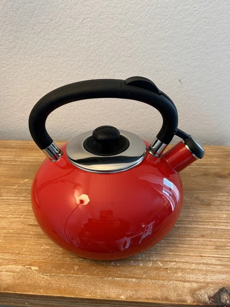 Cuisinart Porcelain Enamel on Steel Teakettle Aura 2 Quart Enamel- Red