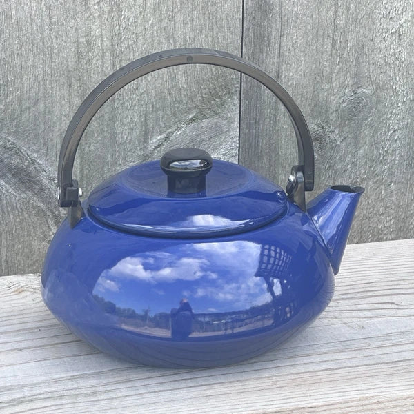 Dansk Colorfest Blue Enamel Teapot Kettle 3 Quart New in BOX NIP NOS #01068