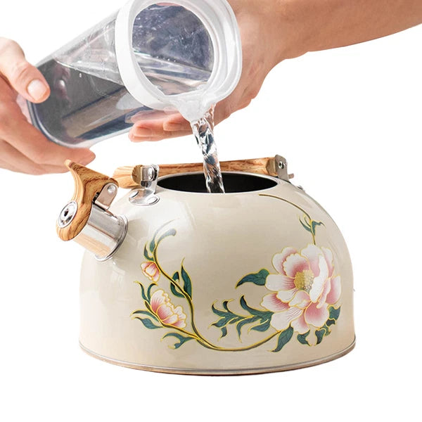 Floral Enamel Tea Kettle Vintage Teapot 3L Floral Teapot With Handle Tea Kettle