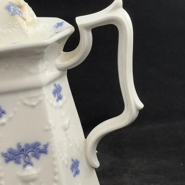 Antique Chelsea Ware Teapot with Lid Victorian Floral Enamel C1850s