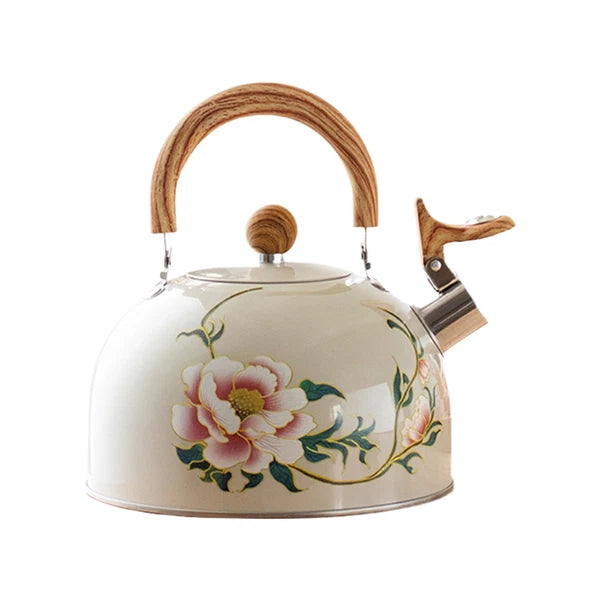 Floral Enamel Tea Kettle Vintage Teapot 3L Floral Teapot With Handle Tea Kettle