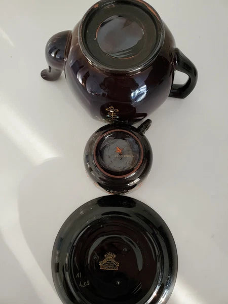 Antique Gibson & Son Burem England Enameled  Hand Painted  Teapot Cup Saucer Set