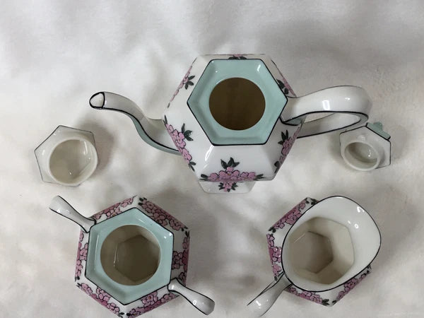 American Belleek Lenox Custom Tea Pot Sugar Bowl Cream Pitcher Signed 1913 S.H.S