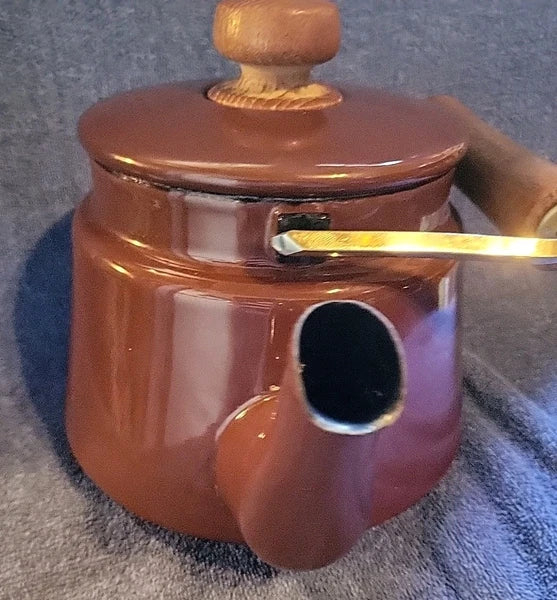 DANSK vintage Kobenstyle Brown Enamel Teapot