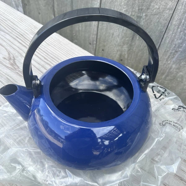 Dansk Colorfest Blue Enamel Teapot Kettle 3 Quart New in BOX NIP NOS #01068