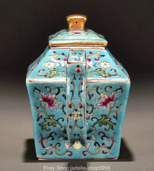 6.3'' Old Qing Yongzheng Enamel Colour Porcelain Gilt Pattern Teakettle Teapot