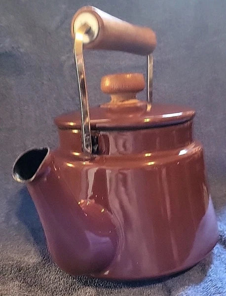 DANSK vintage Kobenstyle Brown Enamel Teapot