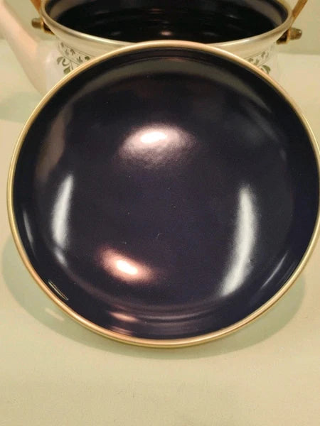 ASTA White Floral Enamelware Old Amsterdam 8.5” Dutch Oven & Teapot PRISTINE!!!