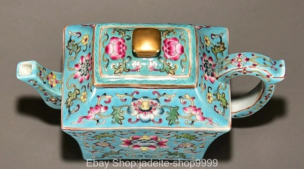 6.3'' Old Qing Yongzheng Enamel Colour Porcelain Gilt Pattern Teakettle Teapot