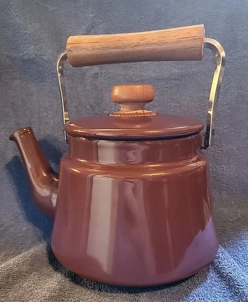 DANSK vintage Kobenstyle Brown Enamel Teapot