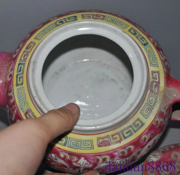 8.4"China Jingdezhen cloisonne enamel porcelain flowers grain Tea makers Tea Pot