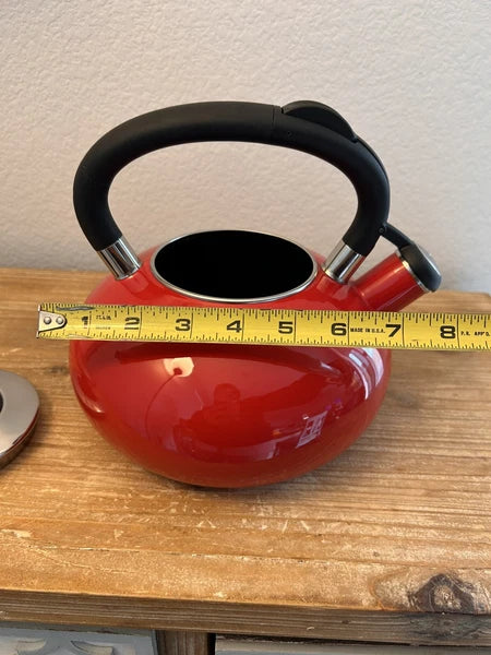 Cuisinart Porcelain Enamel on Steel Teakettle Aura 2 Quart Enamel- Red