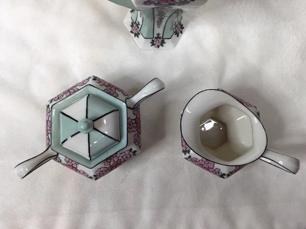 American Belleek Lenox Custom Tea Pot Sugar Bowl Cream Pitcher Signed 1913 S.H.S