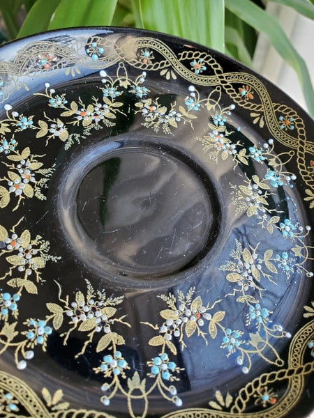 Antique Gibson & Son Burem England Enameled  Hand Painted  Teapot Cup Saucer Set