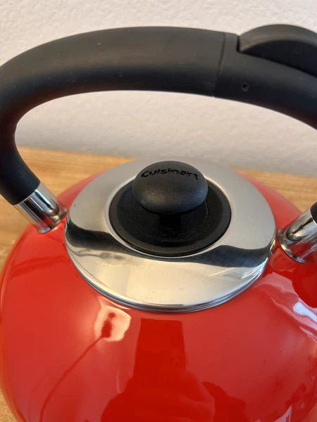 Cuisinart Porcelain Enamel on Steel Teakettle Aura 2 Quart Enamel- Red