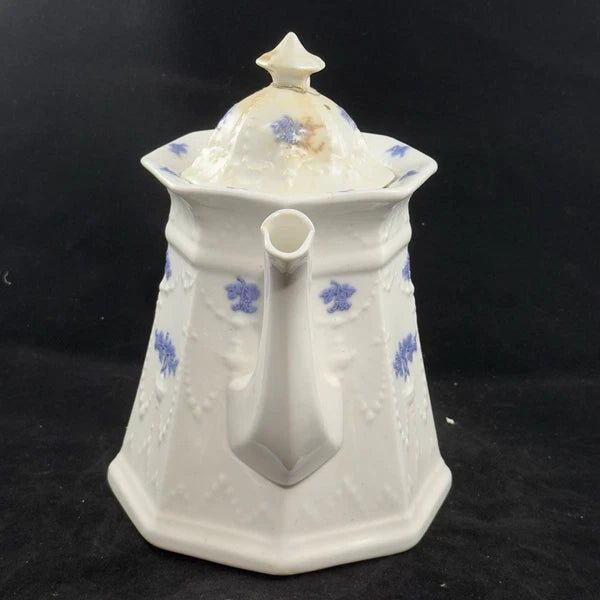 Antique Chelsea Ware Teapot with Lid Victorian Floral Enamel C1850s