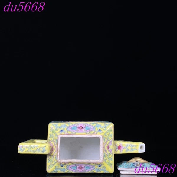 6"Qing Qianlong enamel porcelain flowers grain Drinking vessel flagon Teapot