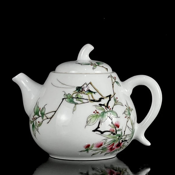 Chinese Enamel Colour Porcelain Handpainted Grass Insect Flower&plantTeapot 4750