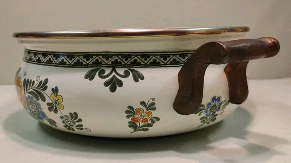 ASTA White Floral Enamelware Old Amsterdam 8.5” Dutch Oven & Teapot PRISTINE!!!