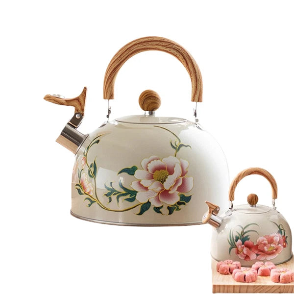 Floral Enamel Tea Kettle Vintage Teapot 3L Floral Teapot With Handle Tea Kettle