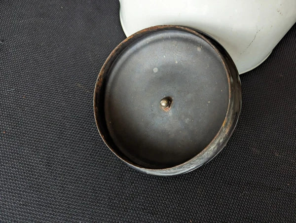 Antique Enamelware White Tea Pot Coffee Kettle Porcelain