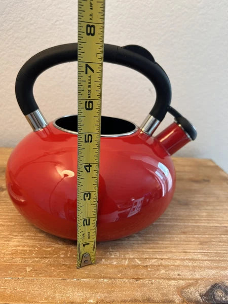Cuisinart Porcelain Enamel on Steel Teakettle Aura 2 Quart Enamel- Red