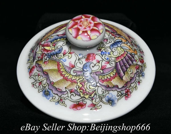 7.6" Yongzheng Marked Chinese Colour enamels Porcelain Butterfly Teapot Kettle