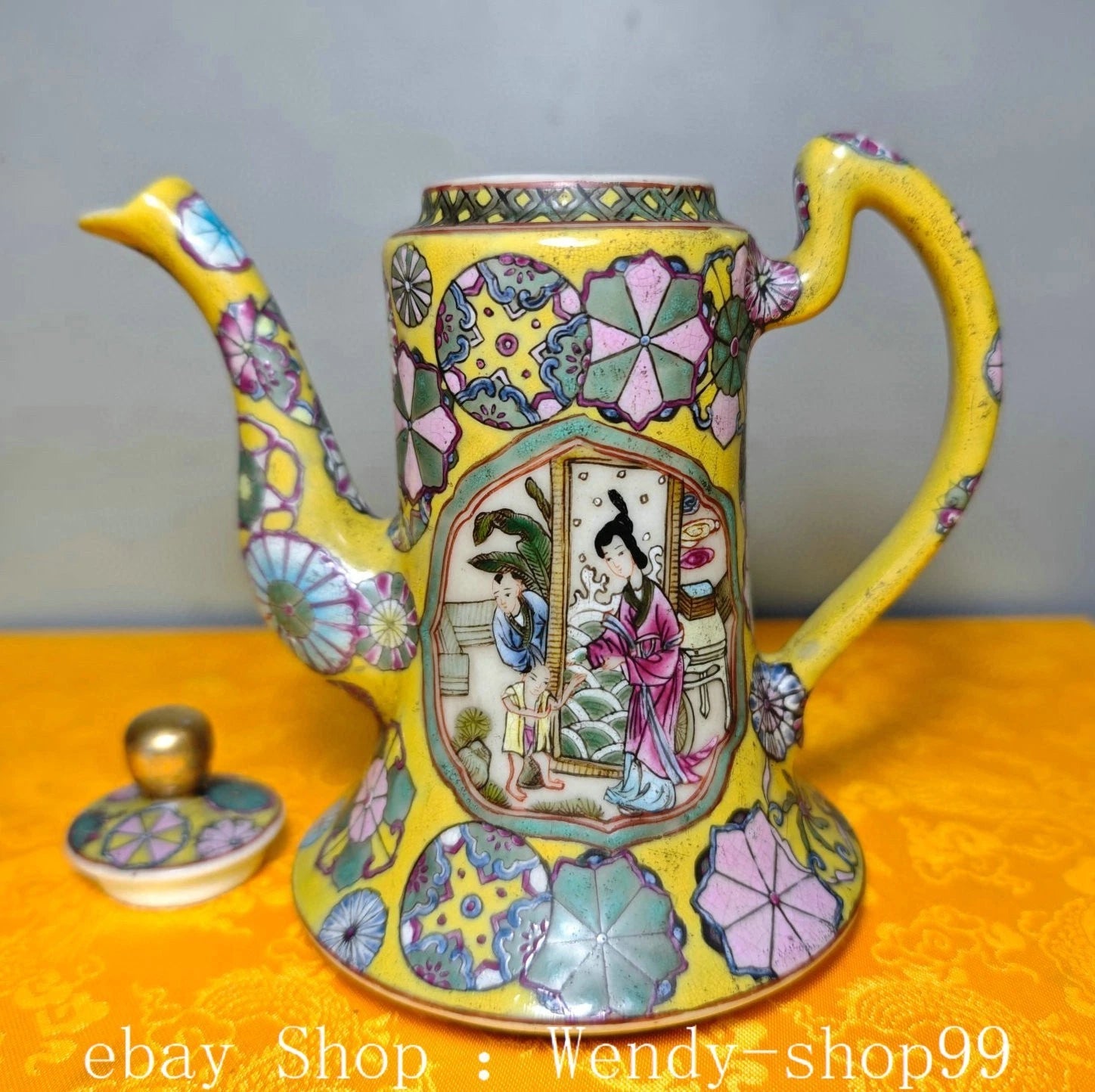 5" Guangxu Dynasty Enamel Colour Porcelain Character Stories Wine Tea Pot Flagon