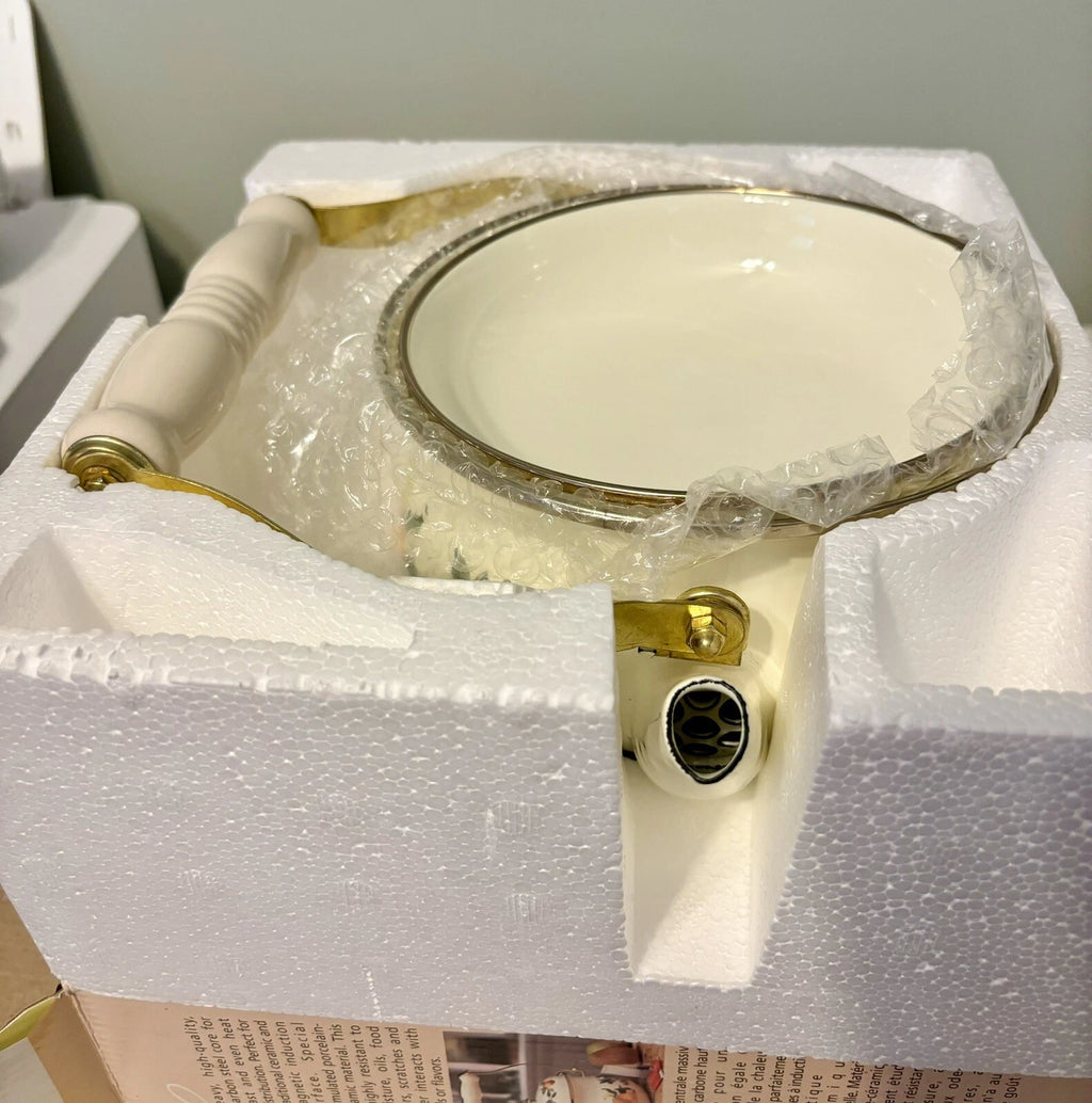 Vintage TABLETOPS UNLIMITED Enamelware Teapot Essence Made In Thailand