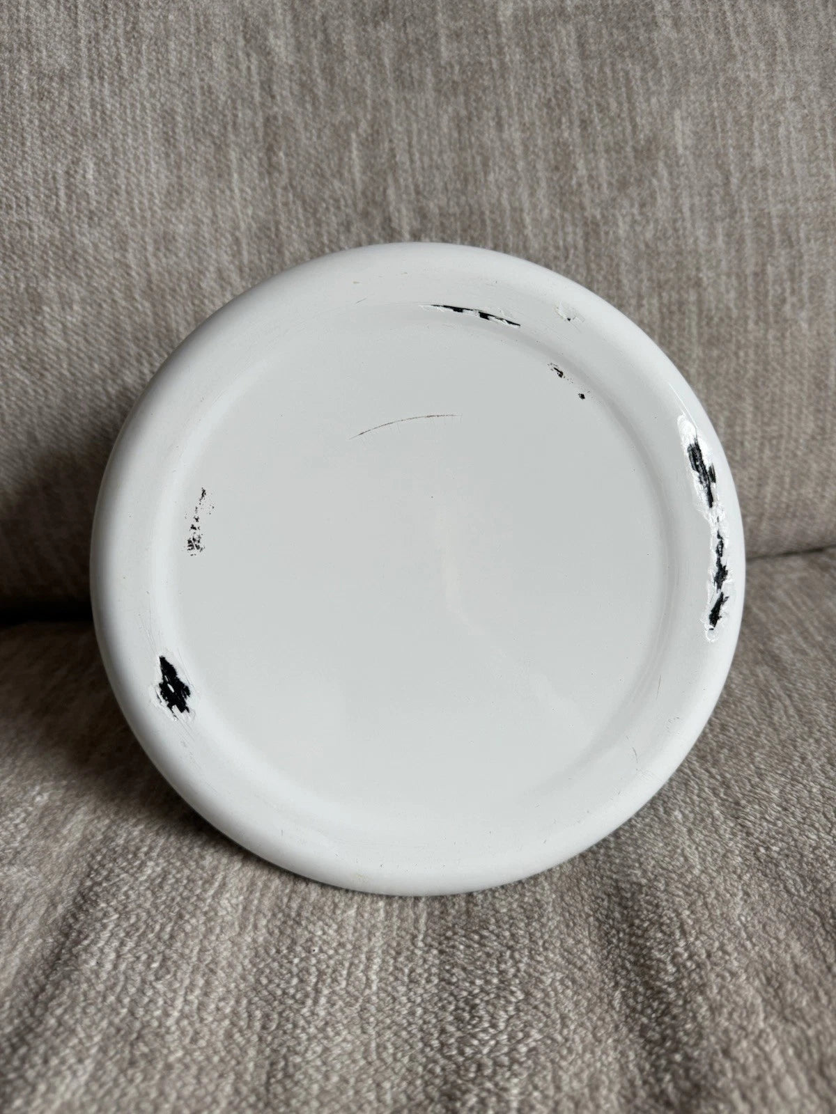 Vintage White Enamel Teapot w/Fruit Design Cottagecore Farmhouse Kitchen Decor