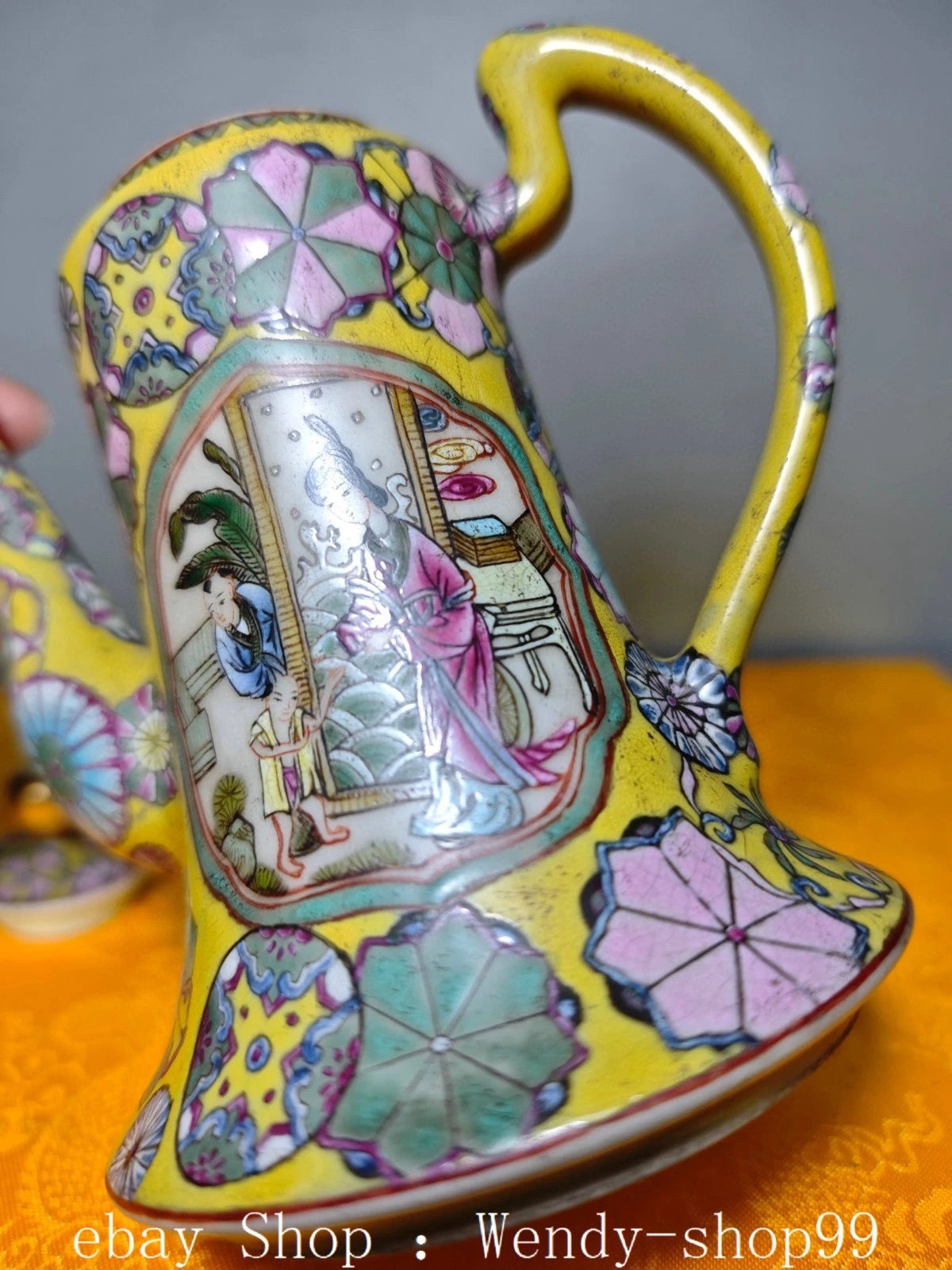 5" Guangxu Dynasty Enamel Colour Porcelain Character Stories Wine Tea Pot Flagon