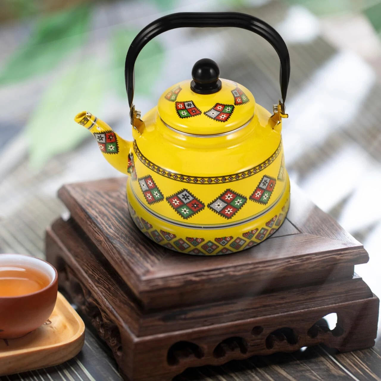 1.7L Retro Enamel Tea Kettle - 8.25" Stovetop Pot with Chinese Floral Design ... | eBay