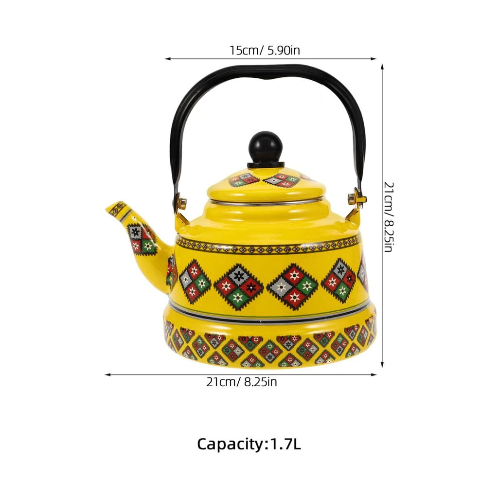 1.7L Retro Enamel Tea Kettle - 8.25" Stovetop Pot with Chinese Floral Design ... | eBay