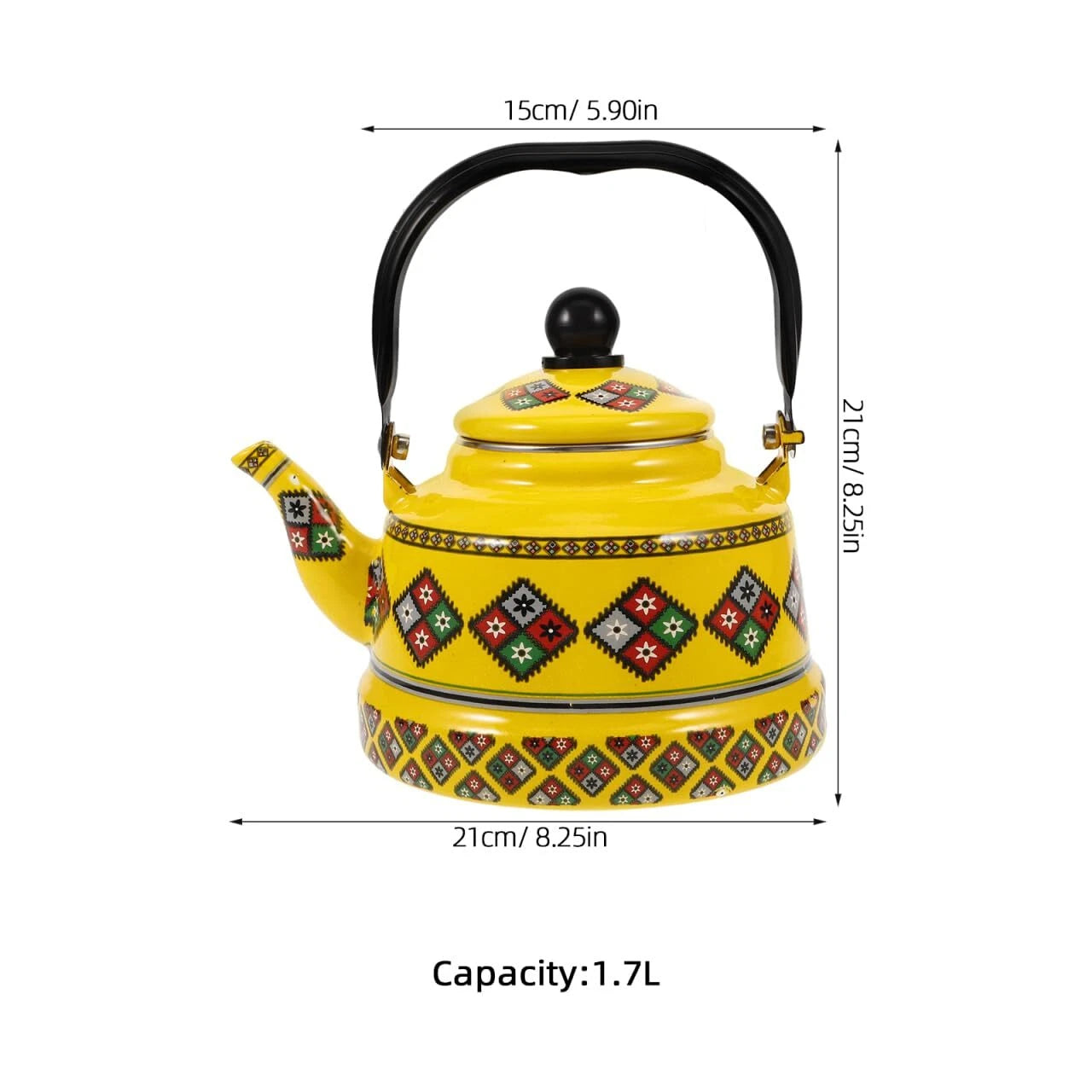 1.7L Retro Enamel Tea Kettle - 8.25" Stovetop Pot with Chinese Floral Design ... | eBay