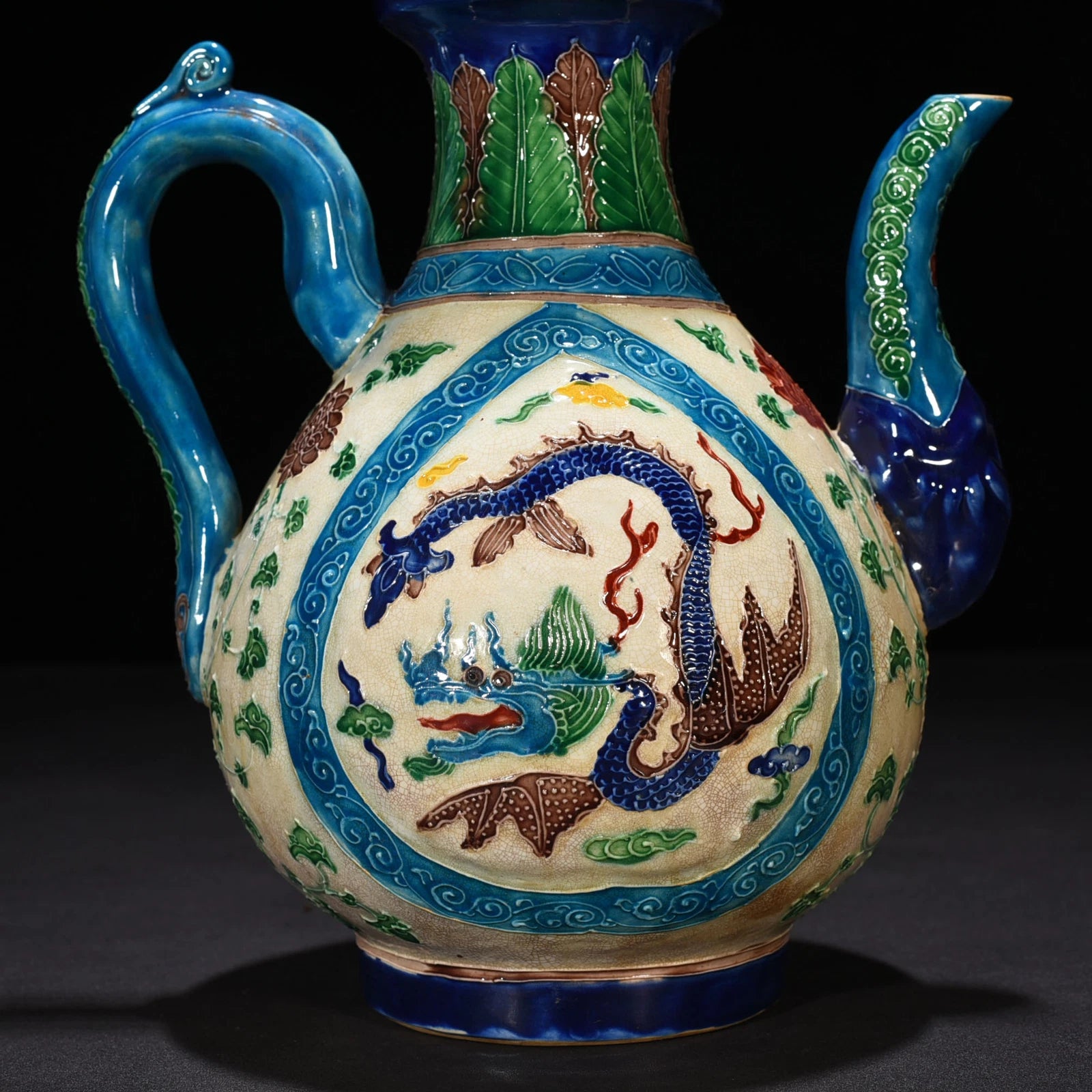 10.2" Old Porcelain Ming dynasty yongle mark colour enamels dragon flower Teapot | eBay