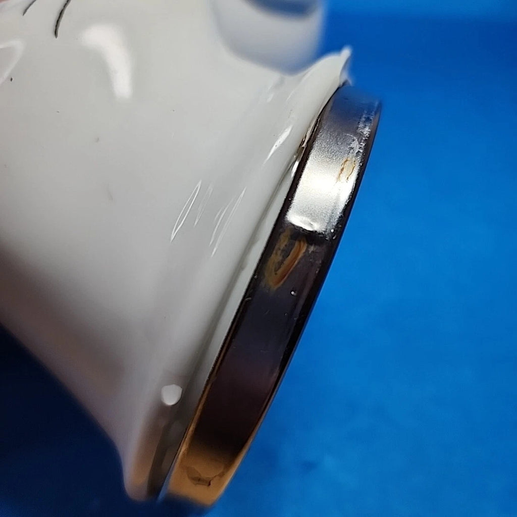 Vtg Enamelware Teapot Cat Mouse Whistling Tea Kettle White Tail Handle Enamel | eBay