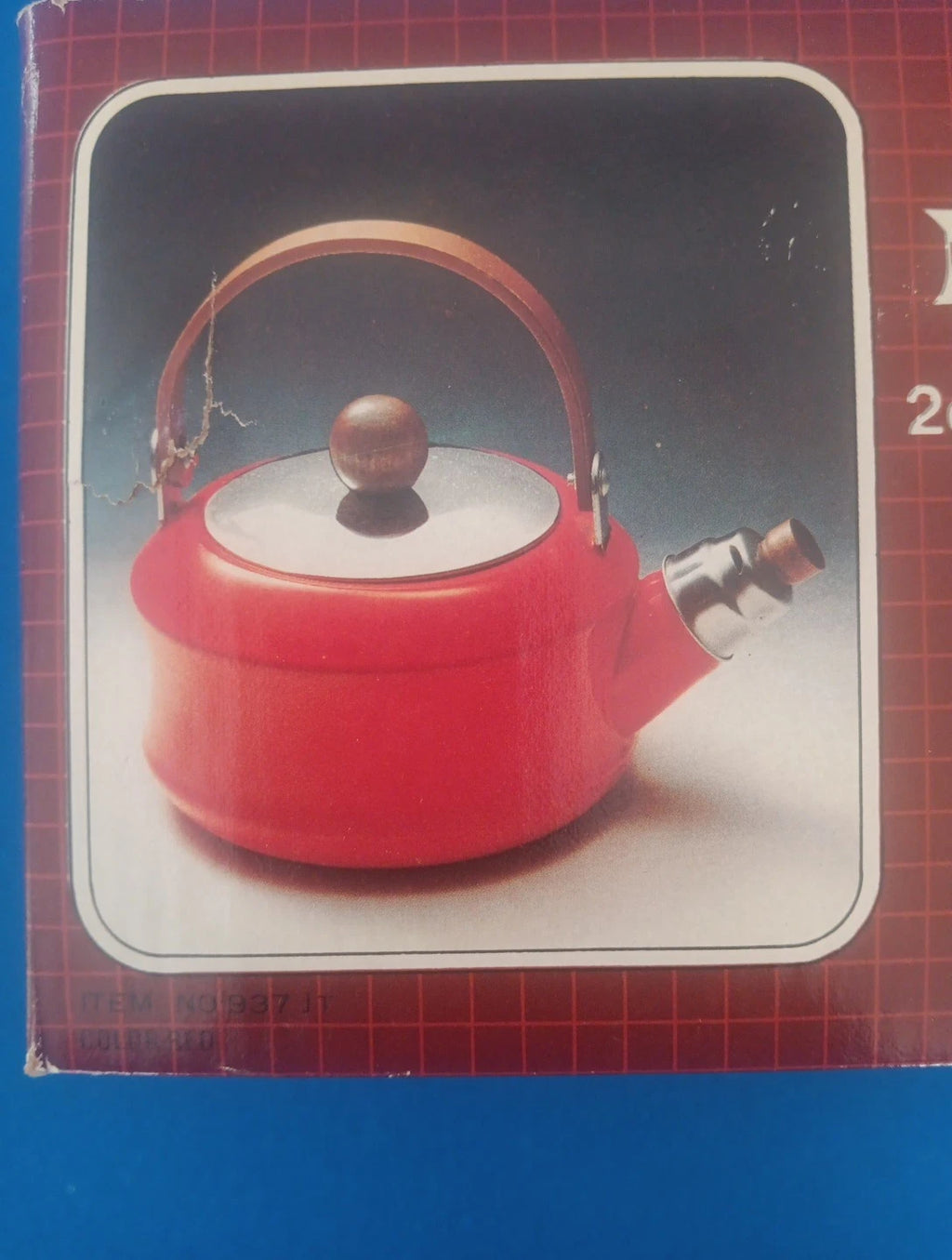 Retro Monaco Porcelain Enamel 2qt Whistling Red Tea Kettle  Vntg 1983 New In Box