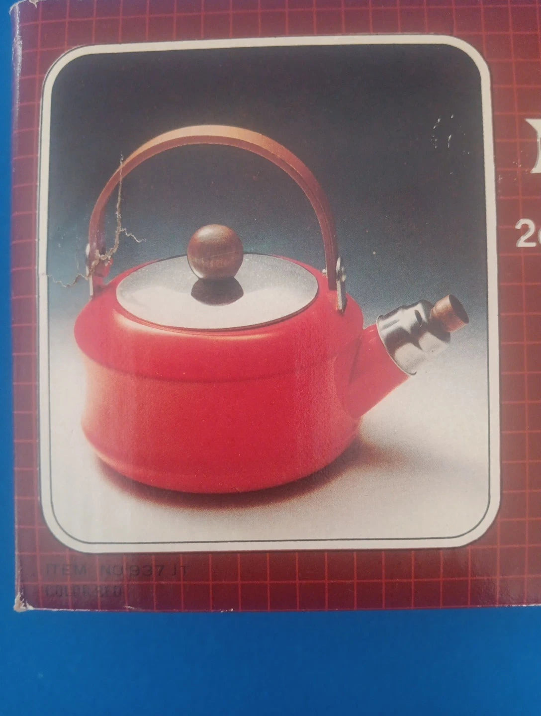 Retro Monaco Porcelain Enamel 2qt Whistling Red Tea Kettle  Vntg 1983 New In Box