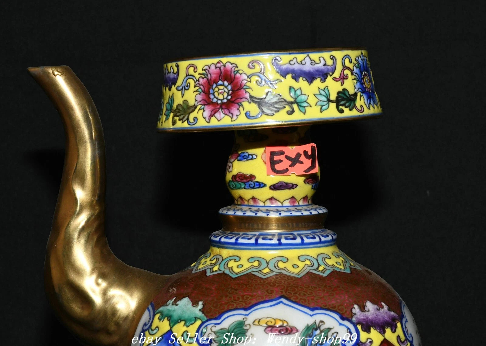 8" Qianlong Colour Enamel Porcelain Gilt Dragon Qilin Lotus Wine Tea Pot Flagon