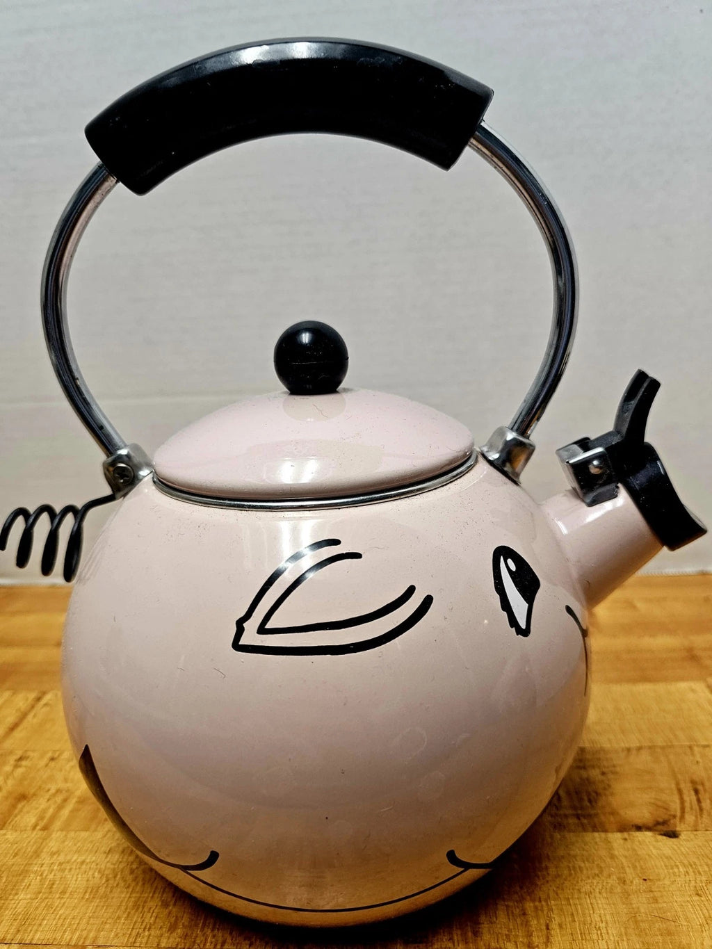 Vtg Kamenstein Pig Teapot Pink Enamel W/ TAIL Anamorphic Cute Whimsy Collectibl