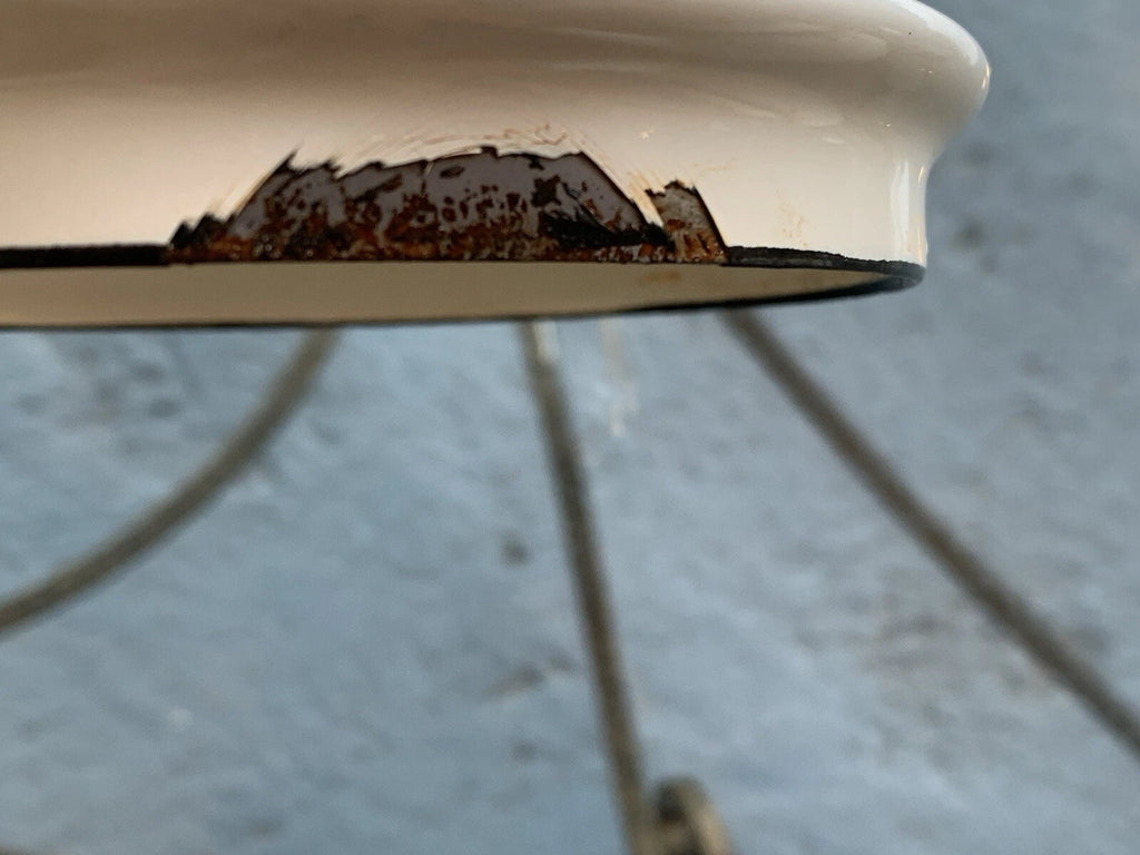 Vintage Lincoware Off White Enamel Metal Flower Motif Teapot Kettle Brass Handle