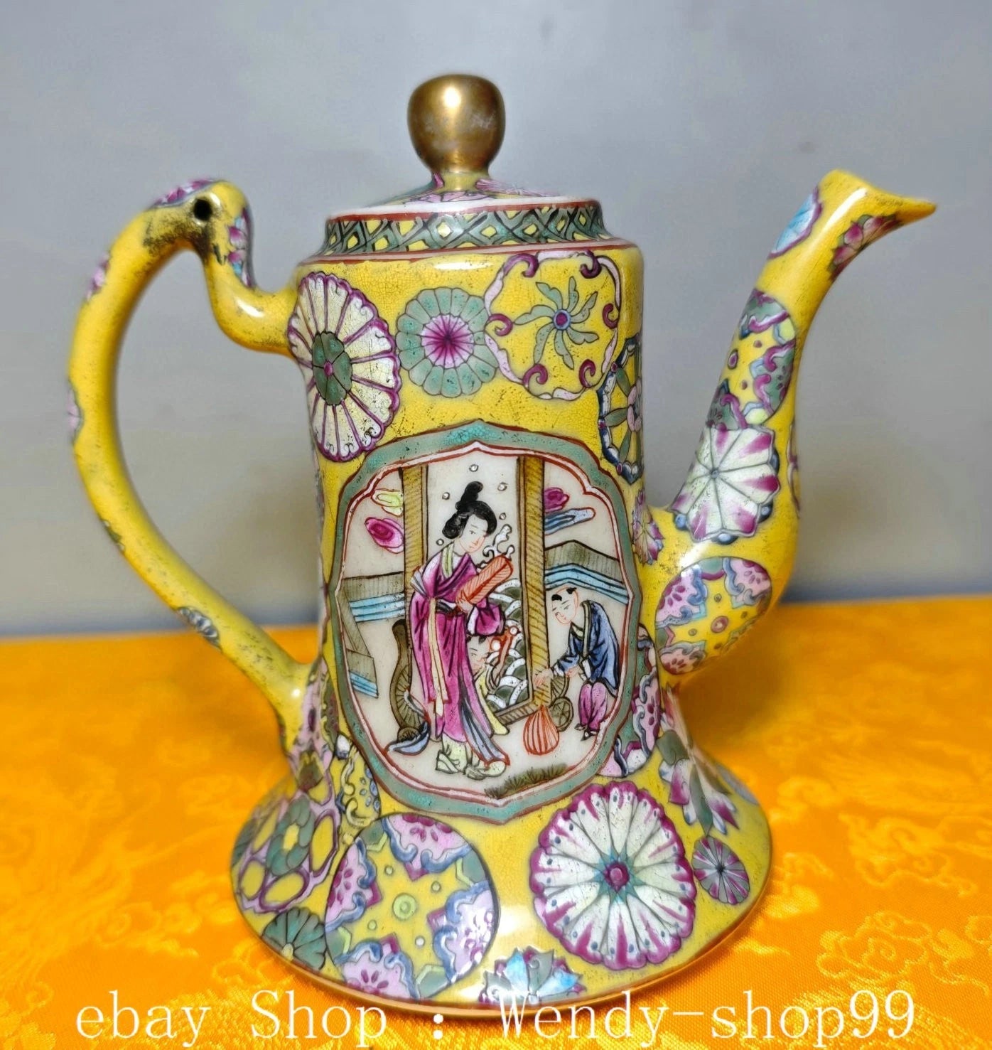 5" Guangxu Dynasty Enamel Colour Porcelain Character Stories Wine Tea Pot Flagon