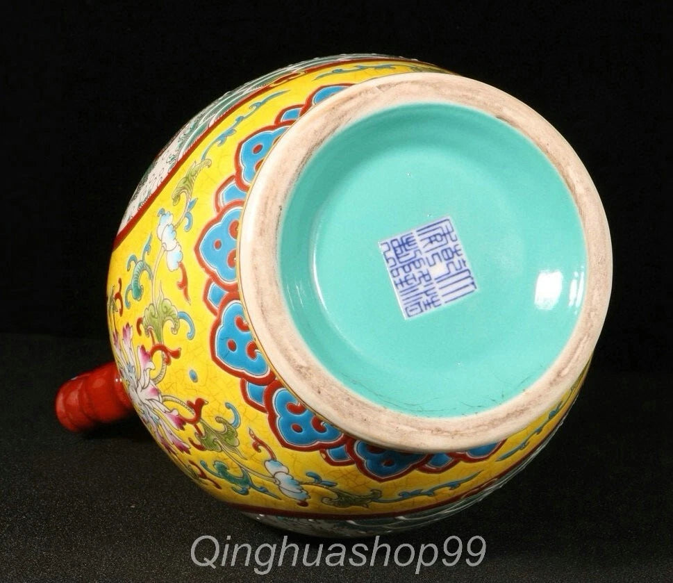 11.6" Qianlong Marked Enamel Porcelain Dragon Phoenix Beast Head Wine Tea Pot | eBay