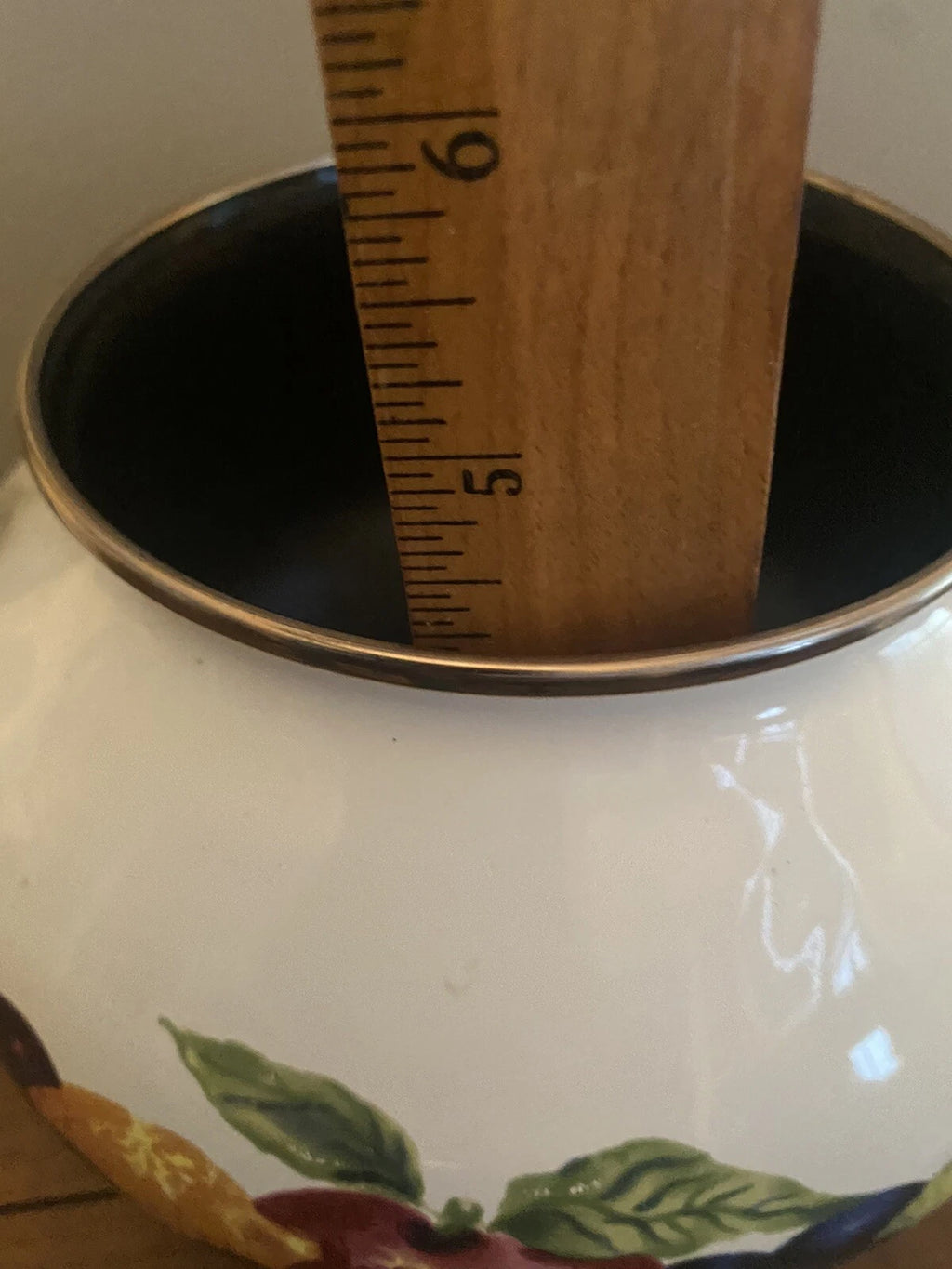 VINTAGE Teapot Kettle REGENCY ENAMEL WARE Stovetop Kitchen FRUIT