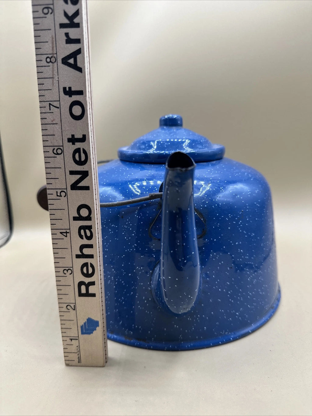 Vintage Tea Pot Teapot Blue and White Speckled Enamelware Tea Pot Tea Kettle Woo | eBay