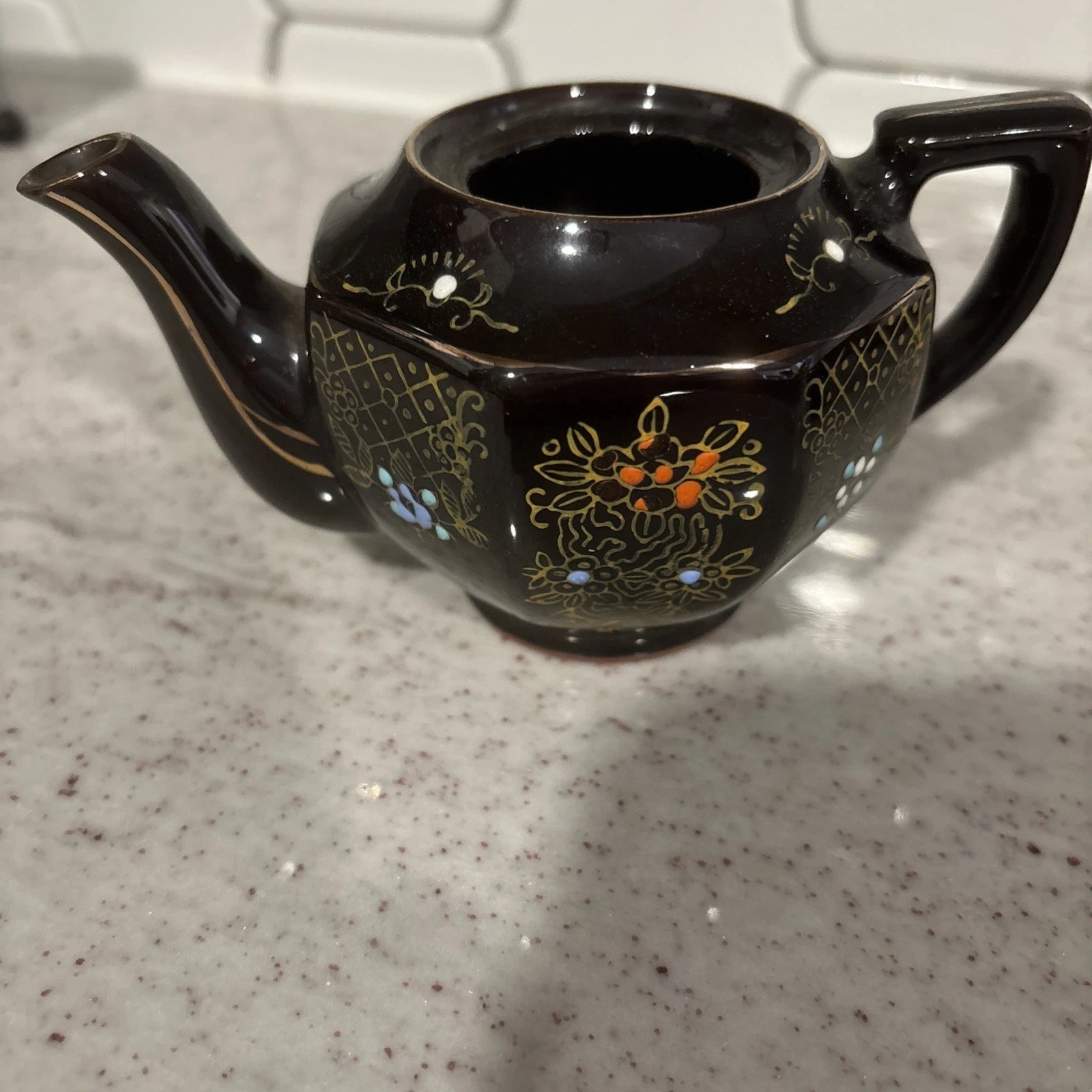 Vintage Japanese Creamer & Teapot Enamel Hand Painted