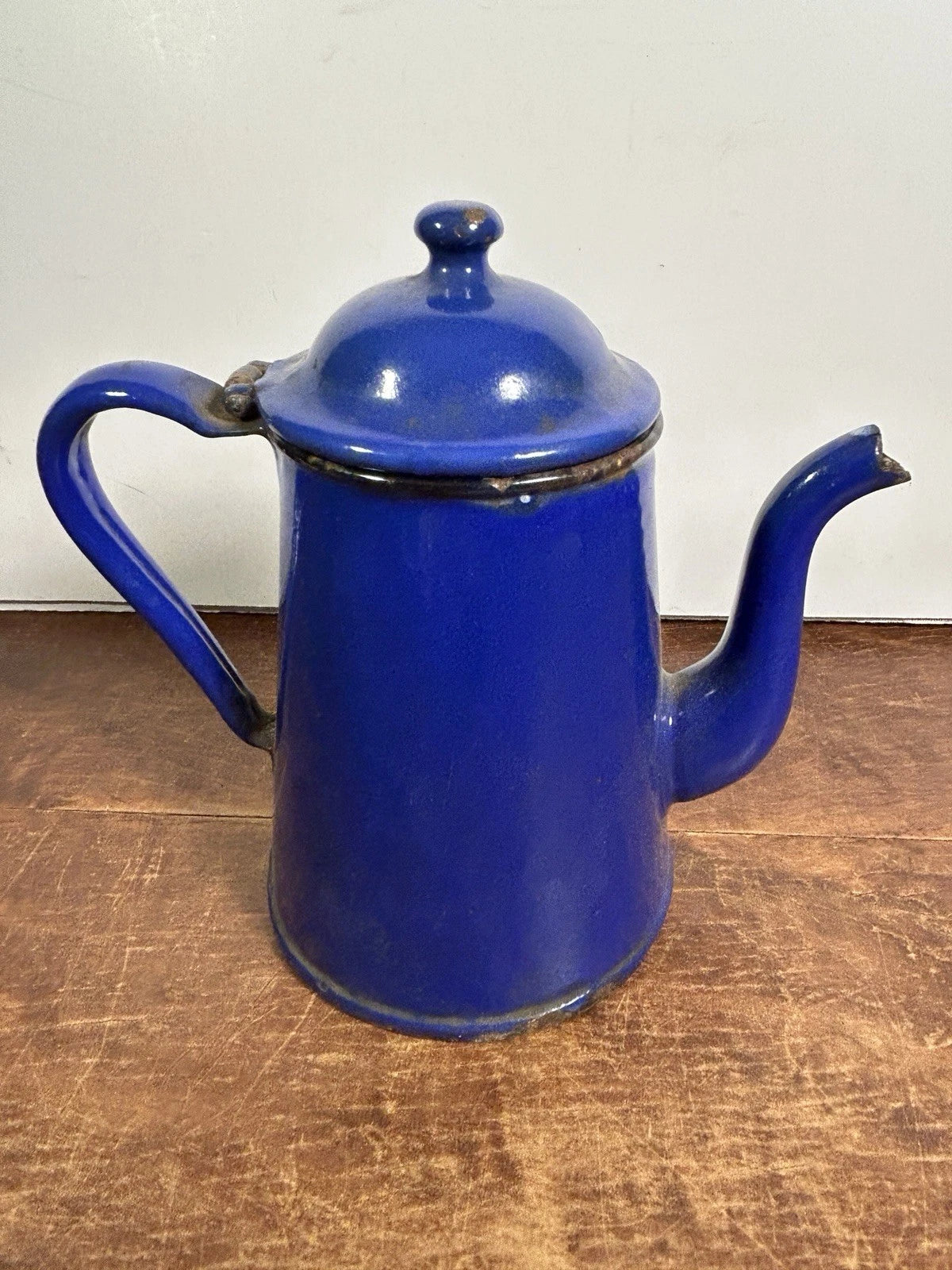 Vintage Cobalt Blue Enamel Teapot Kettle Coffee Early 20th Century 6.75"￼x 7" | eBay